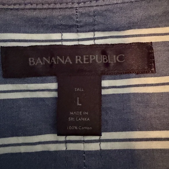 Banana Republic long sleeve, skimmer, button-up striped blouse - size L tall - Picture 6 of 12